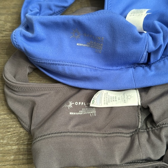 AERIE Women's Cross-Back Sports Bras - Blue/Grey Bundle Size Large - Picture 3 of 3